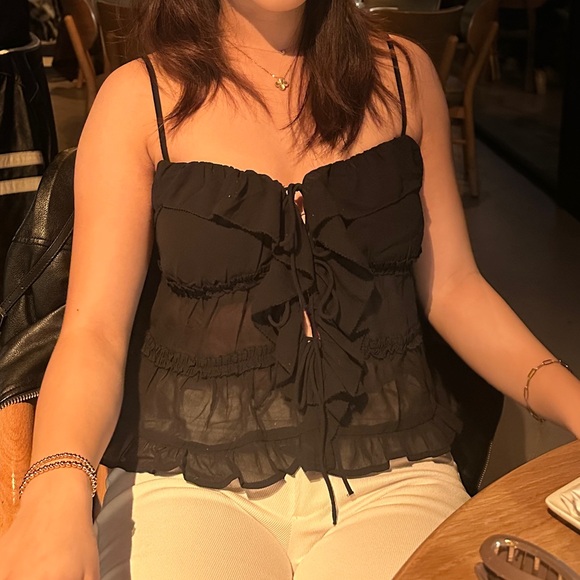 American Eagle Outfitters Black Ruffled Camisole - Picture 6 of 6